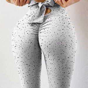 Heart dot check crease butterfly heart printed yoga pants S M L XL XXL
